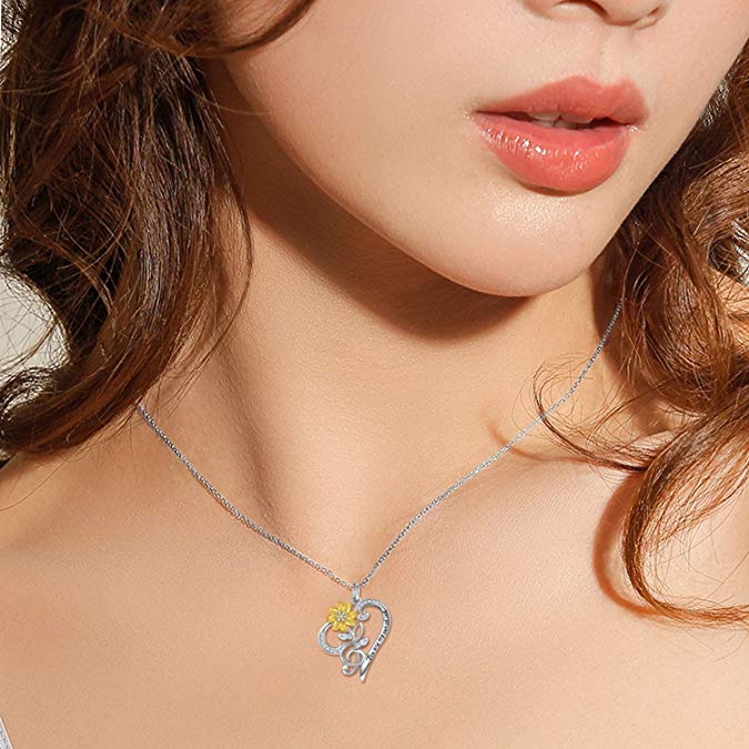 Sterling Silver “You are my sunshine” Sunflower Pendant Necklace