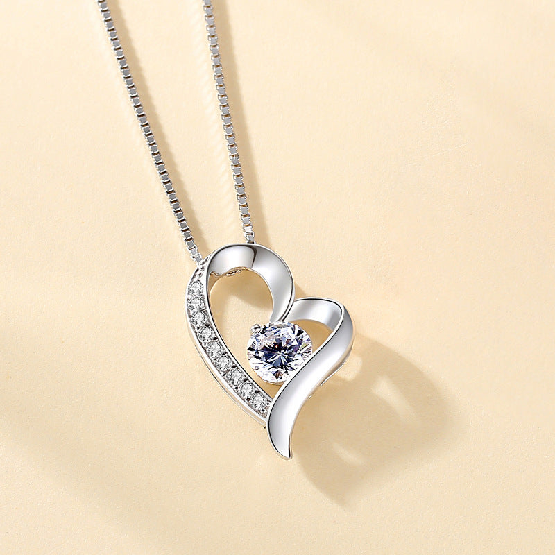 Forever Love Heart Pendant Necklace in Silver