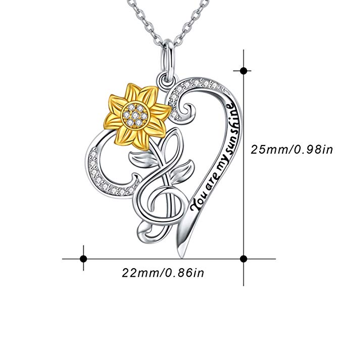 Collier pendentif tournesol en argent sterling « Tu es mon soleil »