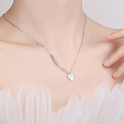 Collier pendentif cœur « Bonne chance » en argent sterling