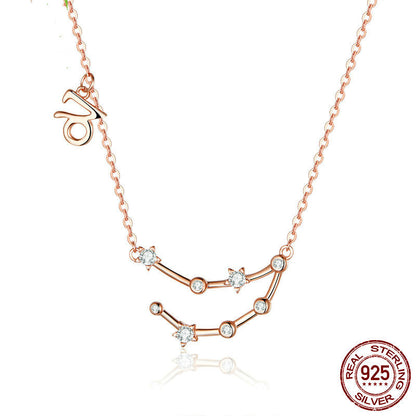 Rose Gold Zodiac Necklace in Sterling Silver