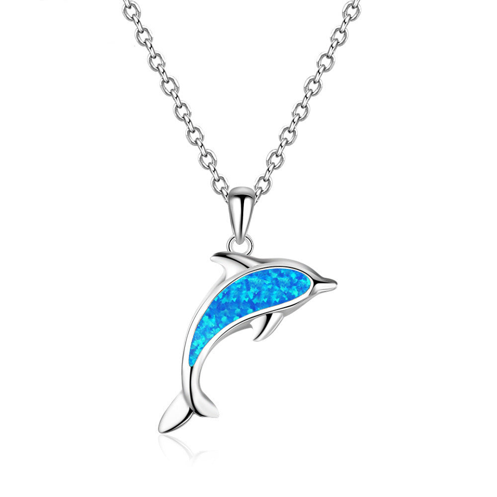 Sterling Silver Ocean Dolphin Pendant Necklace