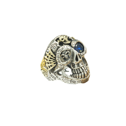 Skull Rock Graffiti Adjustable Open Silver Ring