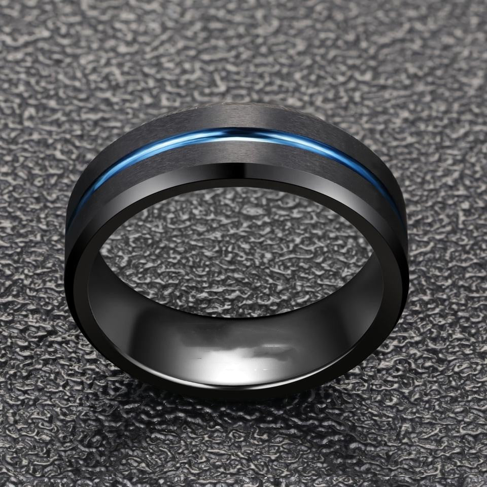 Men's Fashion Simple Flat Black Tungsten Steel Ring