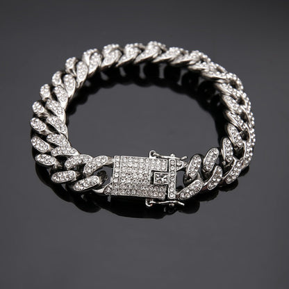 Bracelet cubain en diamant, chaîne à maillons cubains, bijoux hip hop