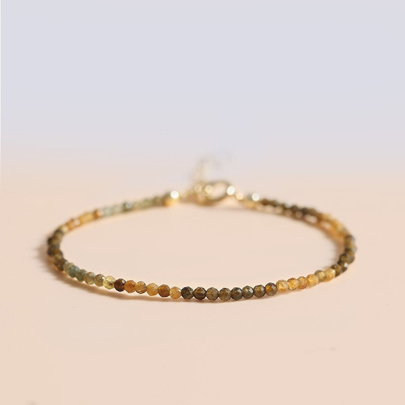 Bracelet extra fin en petite tourmaline arc-en-ciel de 2 mm