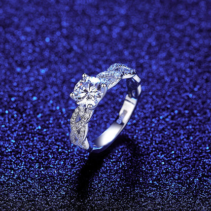 1 Carat Moissanite Woven Silver Ring