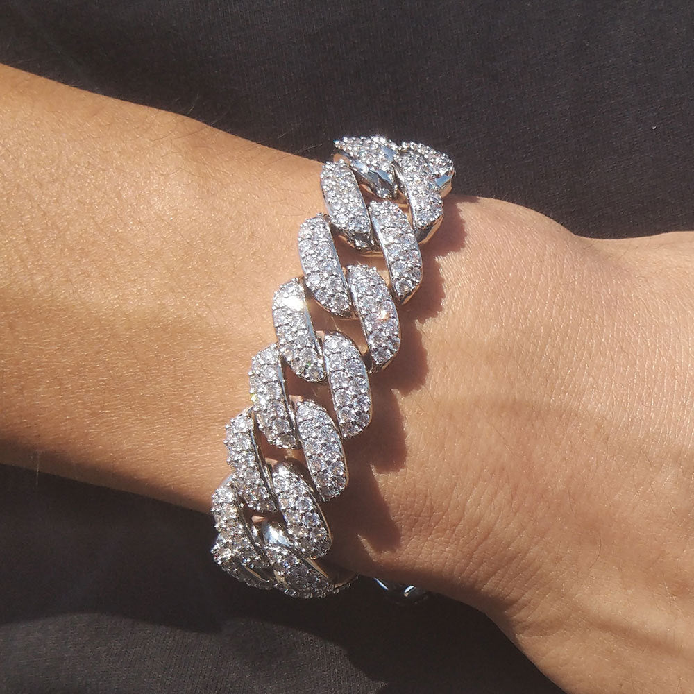 Bracelet cubain en diamant, chaîne à maillons cubains, bijoux hip hop