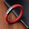 Simple Red Leather Woven Bracelet