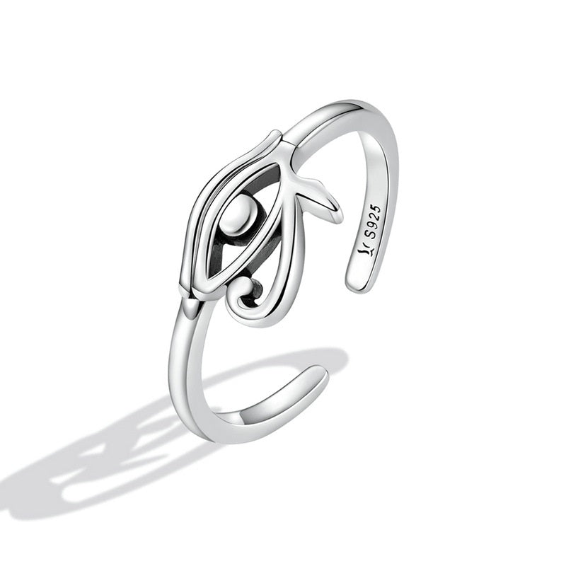 Simple Eye Shaped Adjustable Open Silver Ring