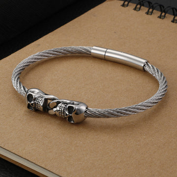 Skull Steel Wire Rope Bracelet