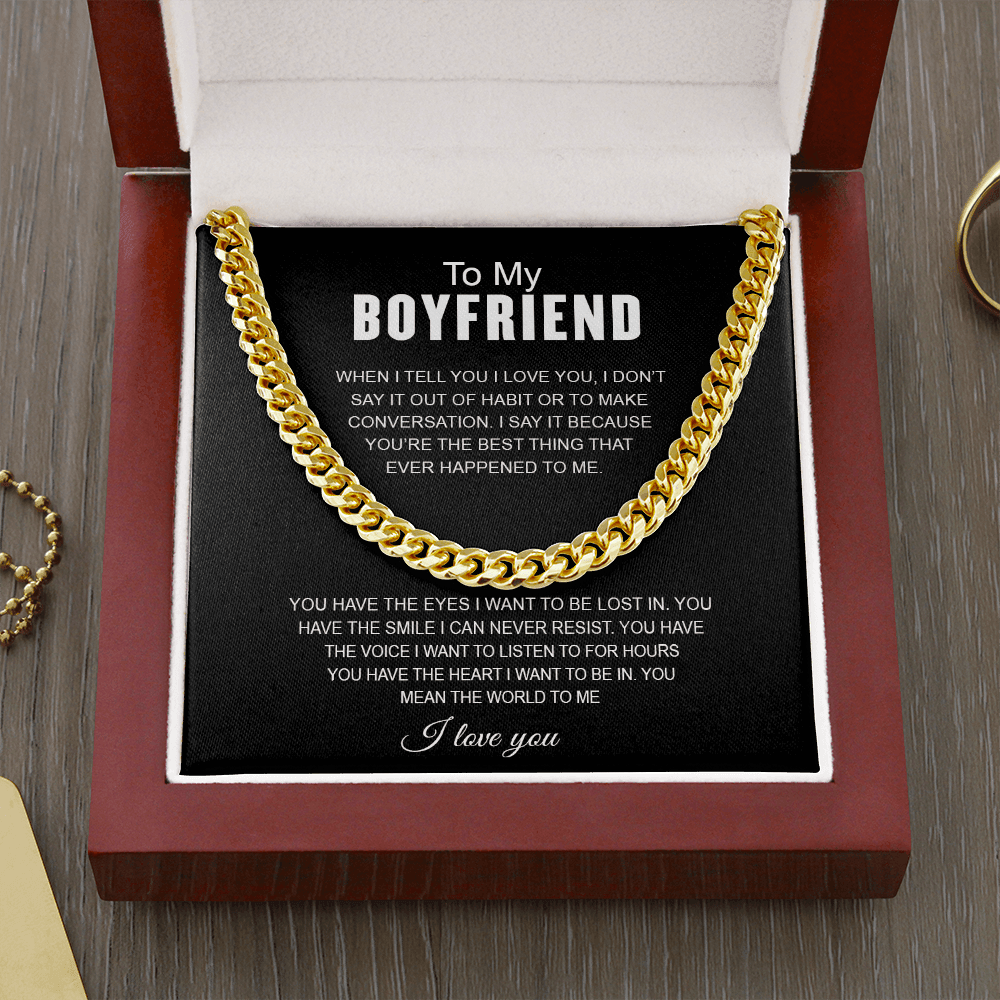 Personalized love necklace For  My Boyfriend-You mean THE WORLD to ME - Record My Love